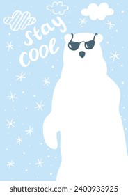 Poster with polar bear in sunglasses