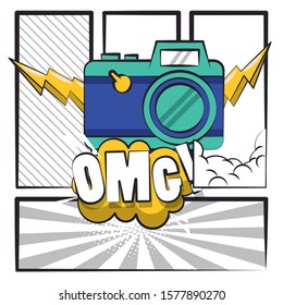 poster pop art style with camera photographic vector illustration design