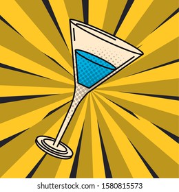 poster pop art style with cocktail cup vector illustration design