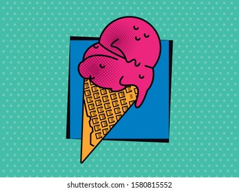poster pop art style with ice cream vector illustration design