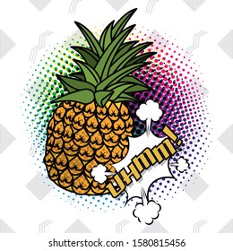poster pop art style with pineapple fruit vector illustration design