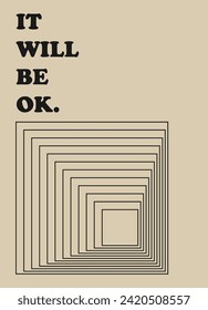 Poster with positive social media quotes, motivation posters on trendy abstract background in neutral colors, vector illustration