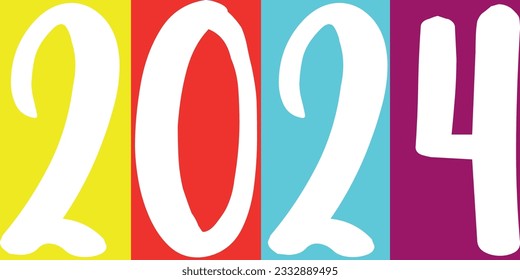 Poster, postcard, banner with colorful background and white numbers 2024. The concept of the new year
