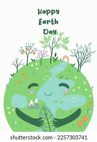Poster or postcard for earth day. Vector graphics.