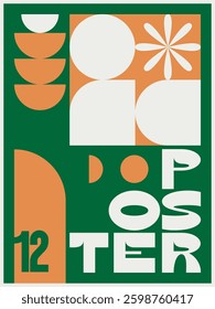 Poster postmodern art geometric shape vintage color green orange