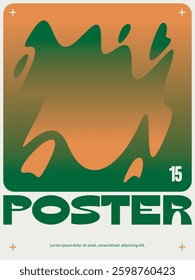 Poster postmodern art geometric shape vintage color green orange