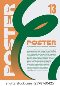 Poster postmodern art geometric shape vintage color green orange