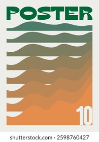 Poster postmodern art geometric shape vintage color green orange