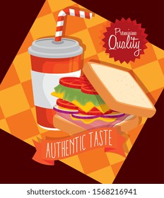poster of premium quality with delicious food vector illustration design