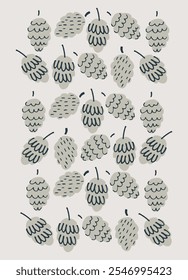 Poster, print for home decor surface design, smm, video-conferencing in brown and beige. Christmas, New Year, winter holidays concept in Scandinavian, Nordic, hygge style