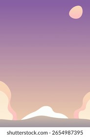 Póster Imprimible Hoja Abstractas Púrpura Noche Paisaje Fondo Diseño de Vector