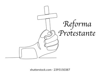 A poster of the protestant reformation. Reforma protestante one-line drawing