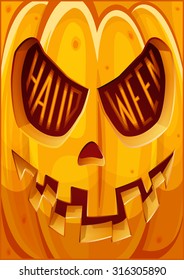 Poster with pumpkin for Halloween holiday.