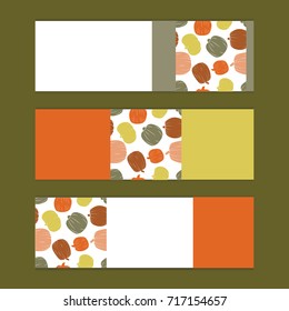 Poster with pumpkins in flat style. For print, logo, creative design. Vector illustration. 