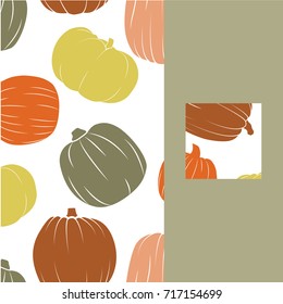 Poster with pumpkins in flat style. For print, logo, creative design. Vector illustration. 