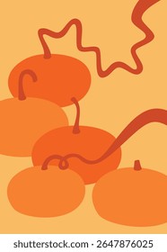 Cartaz com abóboras. Design de férias em estilo plano.