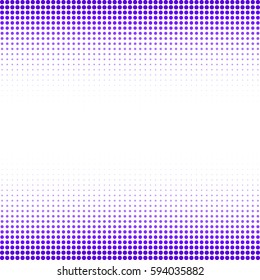 poster of purple circles arranged in a row. banner of abstract violet points different size. effect sampled. white background. vector illustration