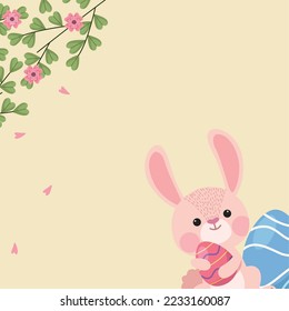 poster of rabbit with eggs and flowers