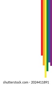 Poster with a rainbow flag on a white background.  Vertical stripes with a price flag. Empty space for text.