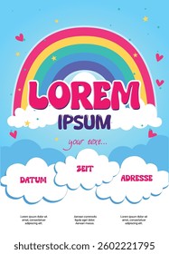 poster rainbow text event kids