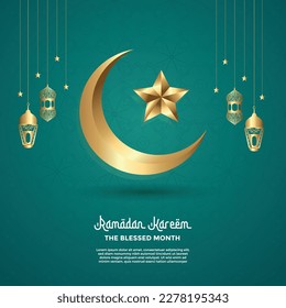 Afiche de ramadan kareem, el mes bendecido.