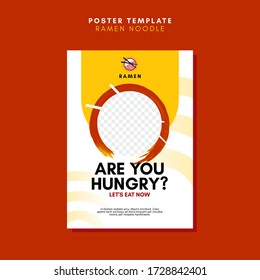 Poster ramen template vector with red background