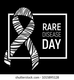 Poster for rare disease awareness day with symbol realistic ribbon, vector illustration