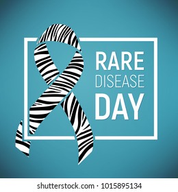 Poster for rare disease awareness day with symbol realistic ribbon, vector illustration