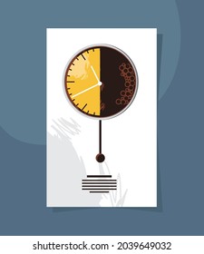 poster with rectangle clock of coffee time
