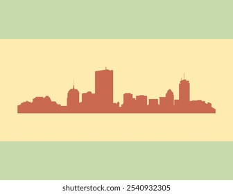Cartaz do horizonte vermelho da cidade de Boston com fundo creme e verde