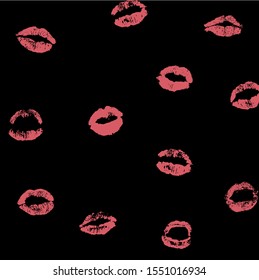 Poster With Red Female Lips With Gradient Mesh, Vector Illustration