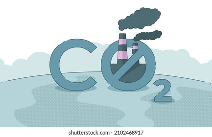 Cartel con reducción de las emisiones de CO2 y calentamiento global
