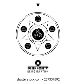 Poster - reincarnation.Sacred geometry set of trendy vector Alchemy symbols collection on grunge background. Religion, philosophy, spirituality, occultism, science, magic. Design and tattoo elements
