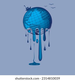 Cartel relacionado con el Océano Mundial. Ilustración vectorial.