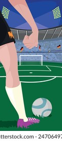 Poster representing women's football from the national team - Woman with determination, clenched fists