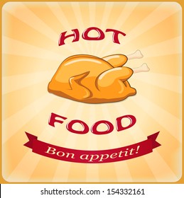poster for restaurant, cafe with chicken - eps10