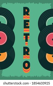 poster retro style with vinyls disks vector illustration design