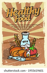 Poster retro vintage healthy food