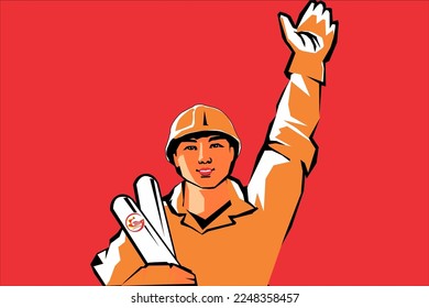 Revolución de afiches. Estilo De Fondo De Propaganda. Revolución levantando la mano