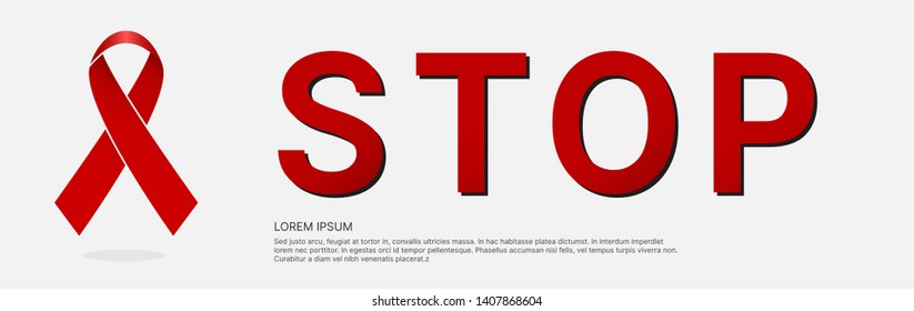 Poster, ribbon, health. world aids day. Stop AIDS - 1st December. The red ribbon is the universal symbol of awareness and support for people living with HIV. solidarity of people living with HIV AIDS.