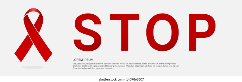 Poster, ribbon, health. world aids day. Stop AIDS - 1st December. The red ribbon is the universal symbol of awareness and support for people living with HIV. solidarity of people living with HIV AIDS.