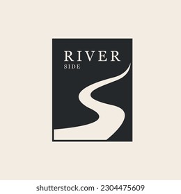 poster river line art logo design vector silhouette