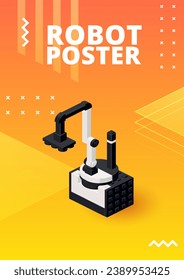 Cartel con cargador de robots para imprimir y diseñar. Ilustración vectorial.