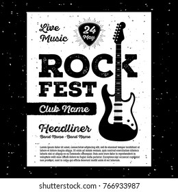 Electric Guitar Rock Roll Lettering Vintage Stock Vector (Royalty Free ...