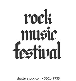 Poster for rock music festival. Vector template in black and white style.