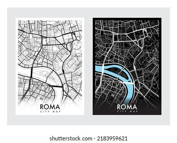 Poster roma city map vector