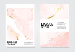 Poster Rose Gold  Invitations Concept And Card Template Design With Painted Canvas Pink And Gold Foil In Luxurious Tender Soft Style Vector Illustration