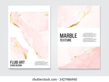 Poster rose gold  invitations concept and Card Template Design with Painted canvas pink and gold foil in luxurious tender soft style Vector Illustration