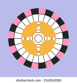 Poster with roulette. Gambling, betting and casino concept. Cool design.
Hand drawn vector illustration in trendy colors. Flat design