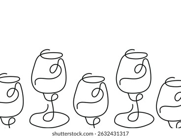 poster with a round glass for any wine drawn with several lines in line art style